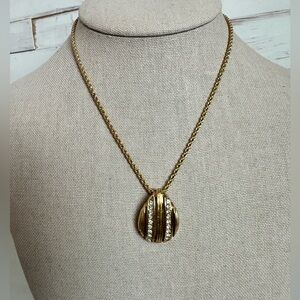 Christian Dior Gold Plated Pendant Necklace with Crystal Accents